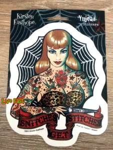 SNITCHES GET STITCHES TATTOOED SEXY GIRL DECAL STICKER tattoo flash art biker - Picture 1 of 1