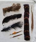 Lot of 10 Antique Vtg Millinery Hat Feathers Singles Pair Band Plume Pheasants