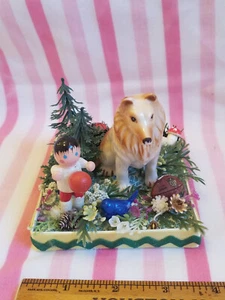 Vintage Border Collie NFL Football Sports Scene Mini Handmade Craft - Picture 1 of 8