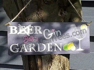 Letrero de jardín personalizado diversión cotización de ginebra casa de verano jardín bar placa de metal - Imagen 1 de 7