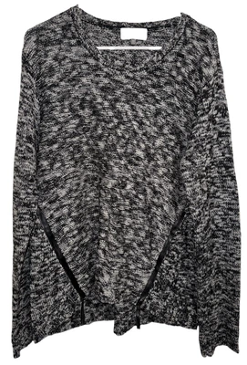 Suéter Michael Stars Para Mujer Negro Moteado Tejido Cremallera Frontal Talla M/l Cuero Foto 1 de 4