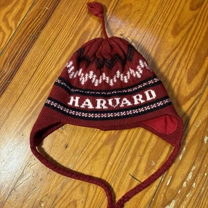 Harvard Vermont Originals Beanie 100% Wool Hat Hand Made In Vermont Black Red - Picture 1 of 7