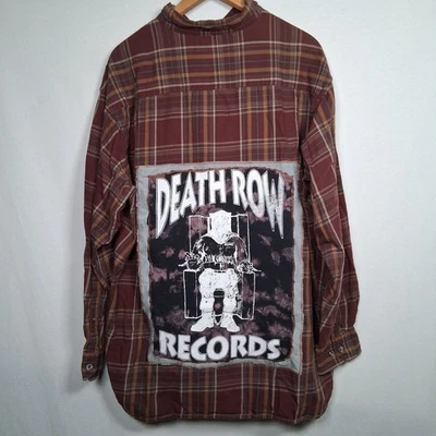 Camisa Reelaborada Reciclada Death Row Records Hombres XXL Columbia Larga Slv Cuadros Rap Foto 1 de 4