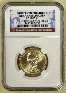 2010-P $1 US Presidential Dollar ~ 16th President Abraham Lincoln~ NGC graded BU - Picture 1 of 2