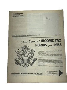 Bundeseinkommensteuerformulare 1958 für Steuererklärungsformulare 1958 1040 - leer - Bild 1 von 5