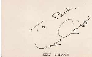 Merv Griffin Hand Signed AUTOGRAPH CUT VINTAGE ORIGINAL - Picture 1 of 1