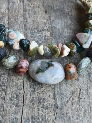 Pulsera Tobillera Cáñamo Unisex Set De 2 Ocean Jaspe Ágata Coco Concha Estados Unidos Foto 1 de 4