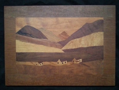 Wood inlay marquetry picture Andes, 14.5" by 10.5" - Image 1 of 4
