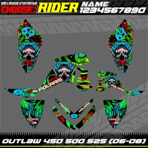 polaris OUTLAW 450 500 525 (2006-2008) graphics decals stickers ATV WRAP QUAD - Foto 1 di 2