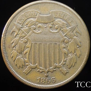 1866 TWO CENT PIECE ~ AWESOME ORIGINAL 2c COIN ~ TCC - Picture 1 of 6