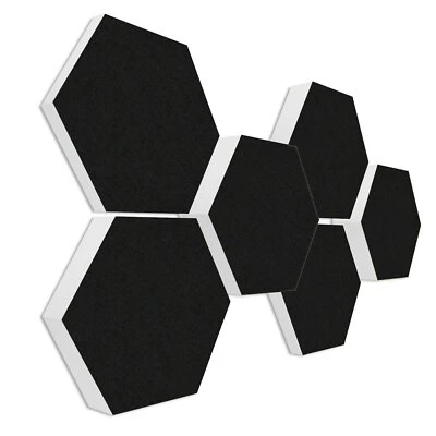 Basotect ® G+ Akustik 6 Absorber Elemente Honeycomb SCHWARZ/ 3D-Set #020