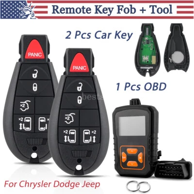 2 New Remote Key Fob 6 Button+Tool Kit For Chrysler Town & Country Dodge Caravan - Изображение 1 из 4