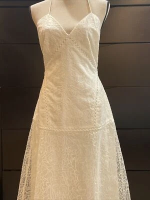 Keepsake White Dress Spaghetti Strap Lined Fit Flare Size 6 - Image 1 of 4