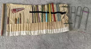 HUGE 64-pc Lot Knitting Needles, Circular Needles, Forks + Roll up Case - Picture 1 of 8