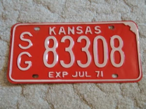 ANTIQUE 1971 KANSAS LICENSE TAG/PLATE - #83308 - Picture 1 of 2