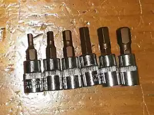 1/4" dr CRV-MO socket Allen Hex Bit select 3mm 4mm 5mm 6mm 7mm 8mm AF INCH - Picture 1 of 1