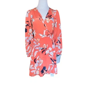 Yumi Kim Duchess Wrap Mini Dress Size XS Orchid Blush Coral Floral Silk Women - Picture 1 of 11