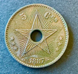 Congo Belge - Etat Indépendant - Très jolie monnaie de 5 Centimes 1888/7 (3) - Picture 1 of 2