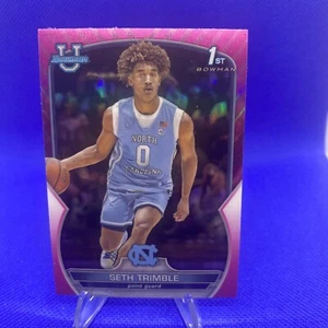 Seth Trimble 2023 1st Bowman U Chrome Basketball Pink Refractor 38 UNC Tar Heels - Picture 1 of 2