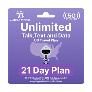 Jethro Mobile USA SIM Card 21-Days Unlimited, Talk, Text, Data Prepaid - Picture 1 of 6