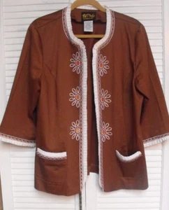 Women's “Bob Mackie Wearable Art,” Brown Blazer, Size: Large - Picture 1 of 5