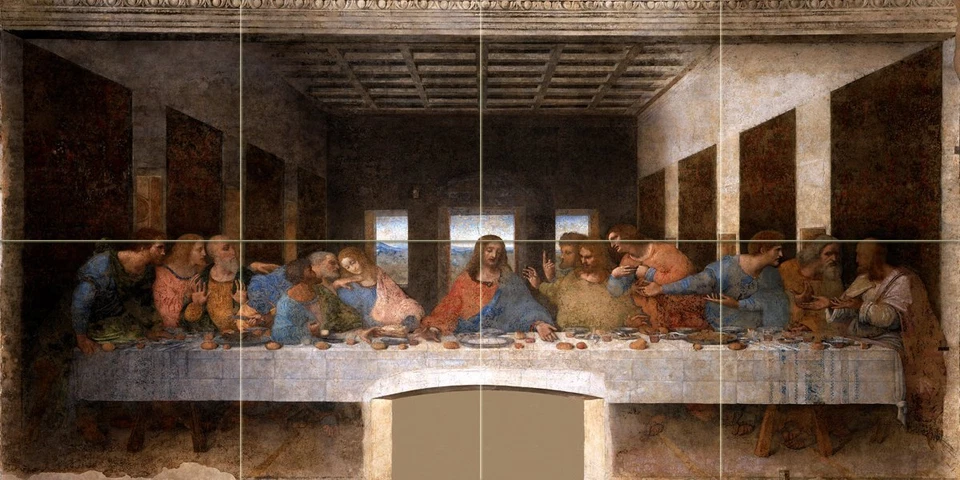 The Last Supper Leonardo da Vinci Tile Mural Bathroom Backsplash Marble Ceramic - Image 1 of 1