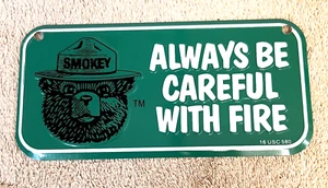 Smokey the Bear Bike License Plate GREEN  Only You Can Prevent Forest Fires [P1] - Picture 1 of 5