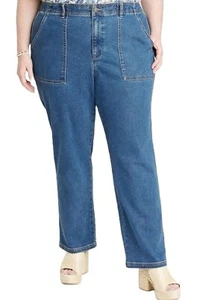 Women's Plus Size Straight Leg Pants - Knox Rose Medium Wash XXL Jeans Denim - Picture 1 of 3