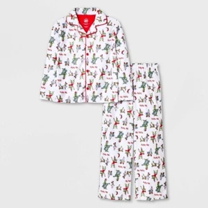 Kid Dr Seuss The Grinch Pajamas Boy Girl Christmas Button Up Coat Style 4 6 8 10 - Picture 1 of 3