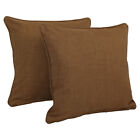 18-inch Outdoor Spun Polyester Square Throw Pillows (Set of 2)  - Mocha