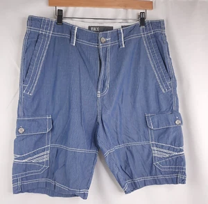 BKE Men's Cargo Shorts Size 36 Blue White Striped Athletic Fit - Picture 1 of 15