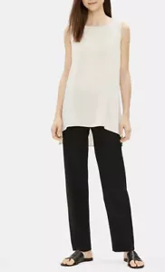 Eileen Fisher Damen dehnbare schwarze Krepphose Größe SP - Bild 1 von 3