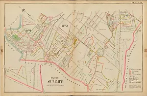 1906 SUMMIT UNION NEW JERSEY ST TERESA CEMETERY PASSAIC RIVER-GLENSIDE ATLAS MAP - Picture 1 of 1