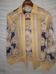 Bar 111 Button Down Blouse, Women's Size small, paisley design, 100% polyester - Picture 1 of 6