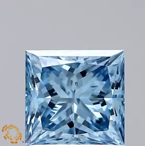 1.11 CT Princess Cut Fancy Vivid Blue Lab Grown Diamond - Picture 1 of 2