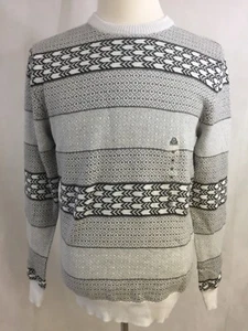 American Rag Cie 100 % Baumwolle Herren geometrisch grau & weiß Rundhalsausschnitt Pullover Gr. M - Bild 1 von 6