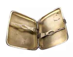 Antique .925 Sterling Silver Cigarette Case with Mono Gold Washed Interior - Picture 1 of 11