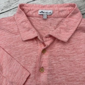 Peter Millar Seaside Slub Polo Shirt Men’s XXL Coral Pink Cotton Blend EUC - Picture 1 of 5