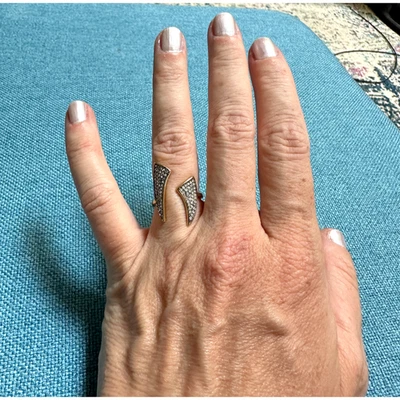 Anillo Stella & Dot Pave Horn circonita cúbica chapado en oro tamaño 6 ajustable Foto 1 de 4