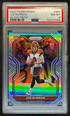 2020 Prizm Joe Burrow RC Silver Rookie #307 Bengals PSA 8 - Image 1 of 2