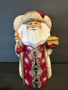 Weihnachtsmann RUSSISCHE HANDGESCHNITZTE & BEMALTE Holzfigur Weihnachtsmann - Bild 1 von 9