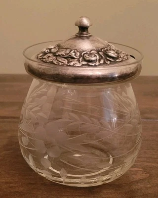 DE COLECCIÓN TARRO DE MOSTAZA MERMELADA DE CRISTAL TAPA ESTERLINA STIEFF ROSA Y ESTERLINA  Foto 1 de 4