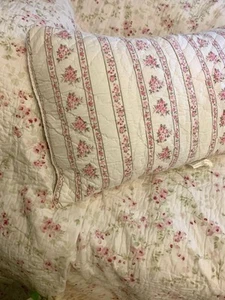 Vintage Simply Shabby Chic trapuntato rose e righe King Sham rosa bianco - Foto 1 di 5