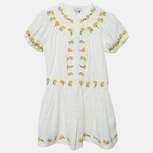 Stella McCartney Kids White Sunflower Embroidered Linen Blend Dress 12 Yrs - Picture 1 of 6