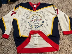 Vintage Fairbanks Ice Dogs Jersey Size 56 #7 Game Worn SP Hakkinen Alaska AWHL - Picture 1 of 9