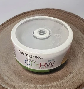 Memorex 25 Pk High Speed CD-RW Rewritable 12X 700MB 80min BLANK CD NEW SEALED TZ - Picture 1 of 5