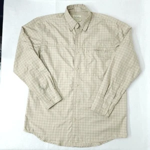 CABELA'S UPF 50 Mens Size M Plaid Tan Long-Sleeve Button Up Vented Fishing Shirt - Picture 1 of 12
