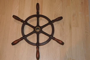 Vintage Antik Massiv Messing Schiff Boot Rad Sechs 6 Speichen Griffe Maritim Marine* - Bild 1 von 20