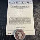 Royal Canadian Mint 1982 Silver Proof Dollar .500 Regina COA Canada