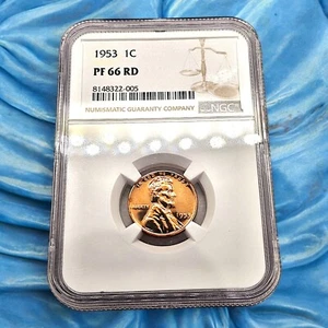 1953 Proof Lincoln Wheat Cent 1c | NGC PF 66 RD | Red Flashy Surfaces! - Picture 1 of 5